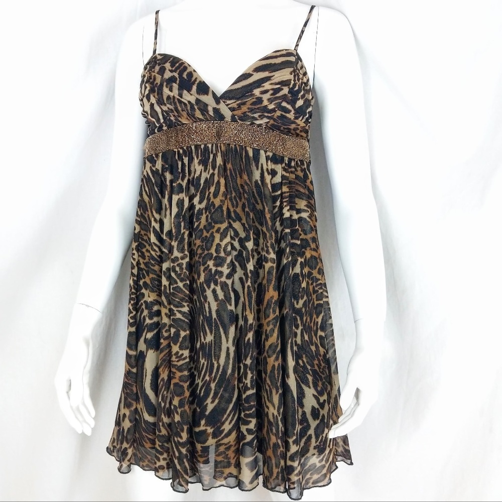 Speechless Leopard-print Mini w/ Beaded Gold Waist